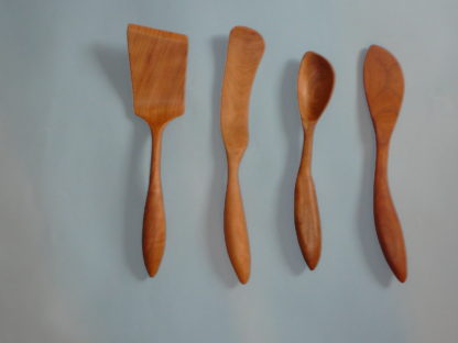 Hand Carved Left Handed Wooden Cooking Utensil Set for Sale