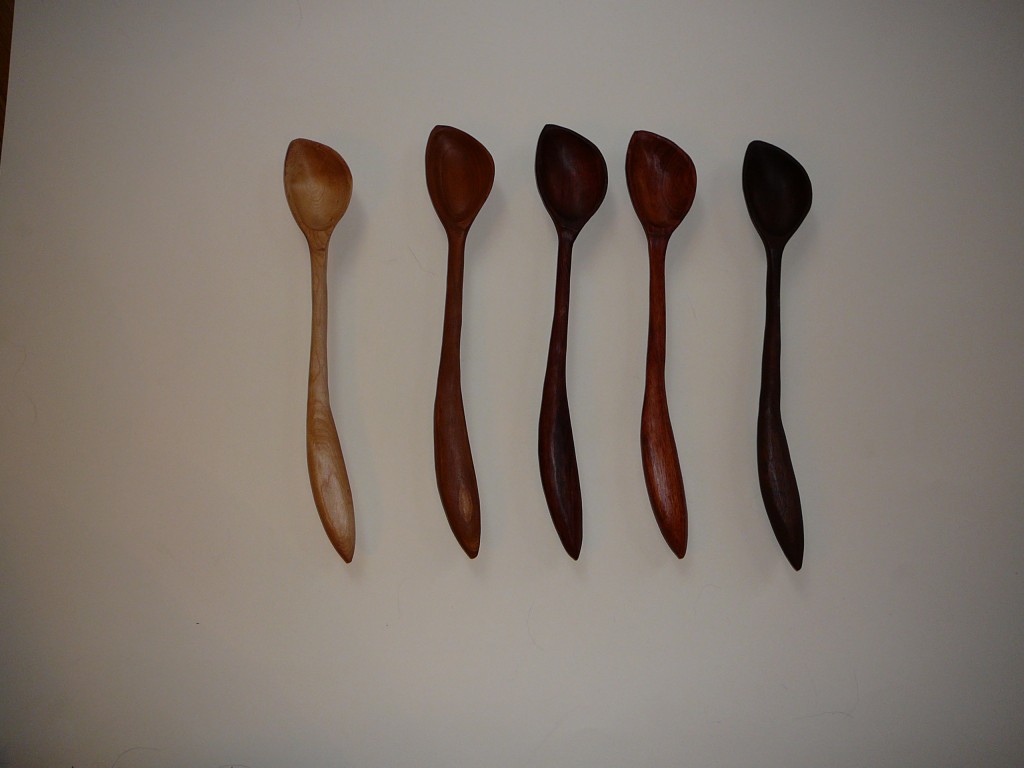 Long Left Handed Wooden Spoons from Morel Wood Carving